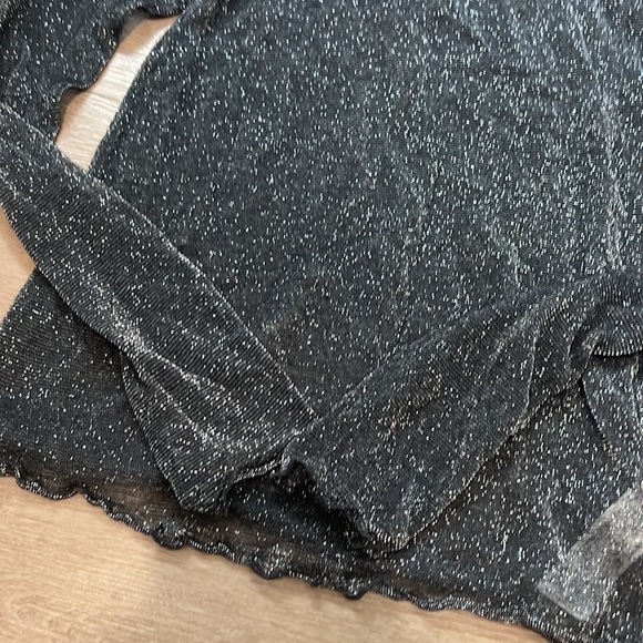 ZARA SEMI SHEER TOP NAVY SPARKLES LARGE - Picture 5 of 9